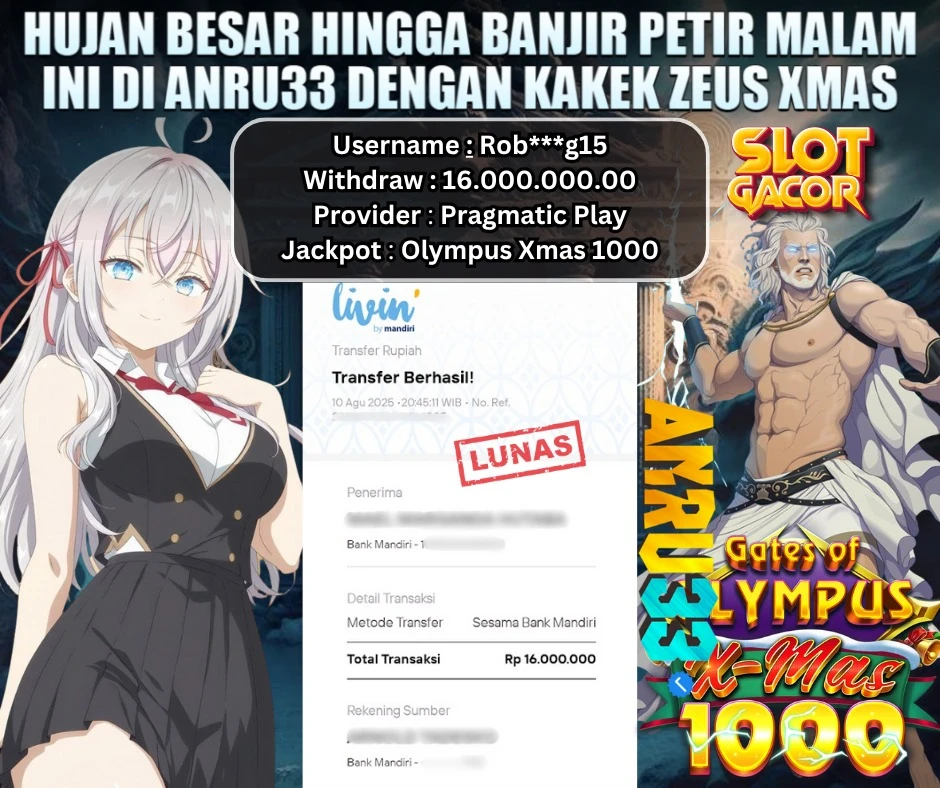 ANRU33 JACKPOT SLOT Olympus Xmas 1000 Rp 16.000.000.00 - DIBAYAR LUNAS