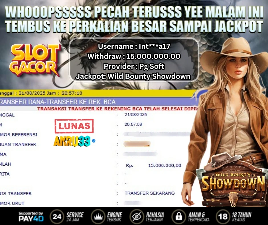 ANRU33 JACKPOT SLOT Wild Bounty Showdown Rp 15.000.000.00 - DIBAYAR LUNAS