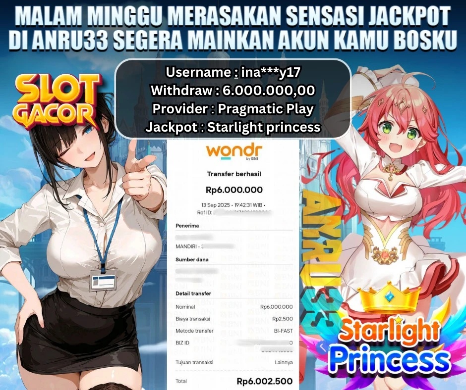 ANRU33 JACKPOT SLOT Starlight princess Rp 6.000.000,00 - DIBAYAR LUNAS