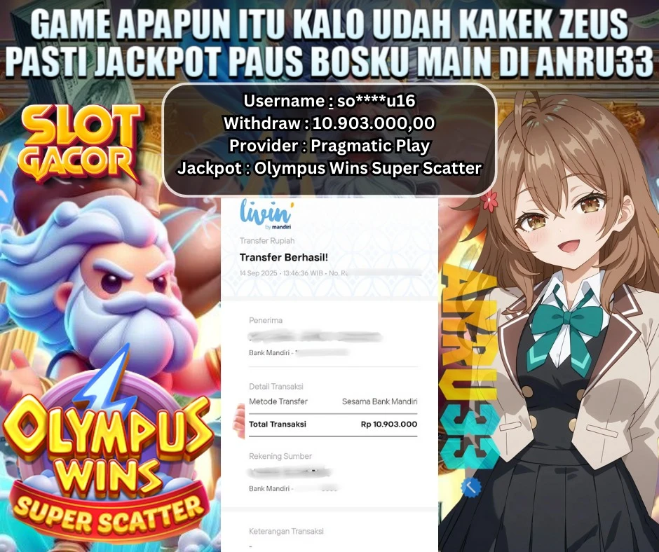 ANRU33 JACKPOT SLOT Olympus Wins Super Scatter Rp 10.903.000,00 - DIBAYAR LUNAS