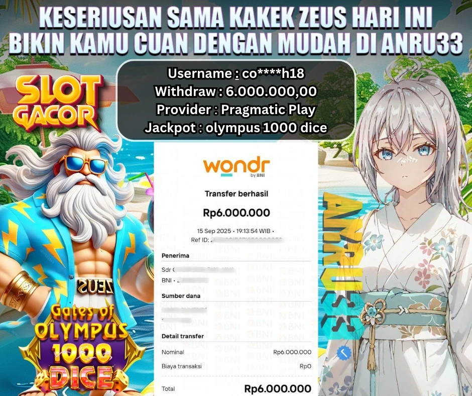 ANRU33 JACKPOT SLOT olympus 1000 dice Rp 6.000.000,00 - DIBAYAR LUNAS