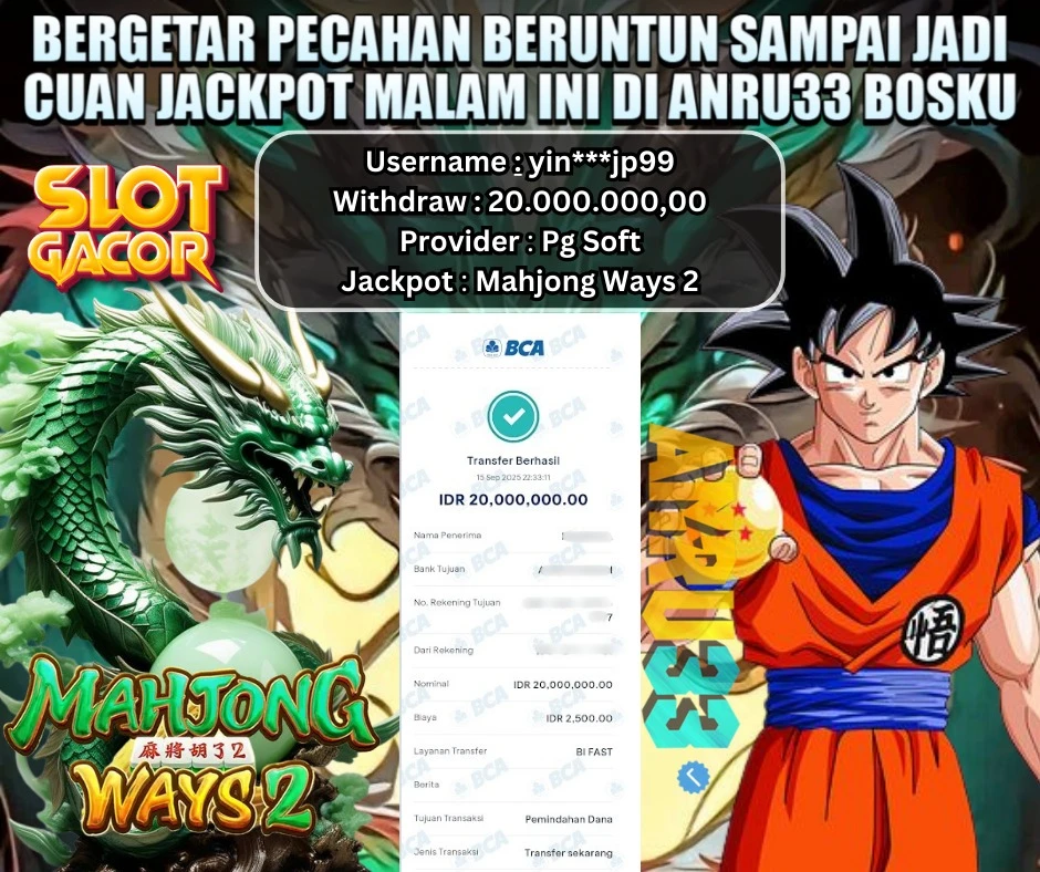 ANRU33 JACKPOT SLOT Mahjong Ways 2 Rp 20.000.000,00 - DIBAYAR LUNAS